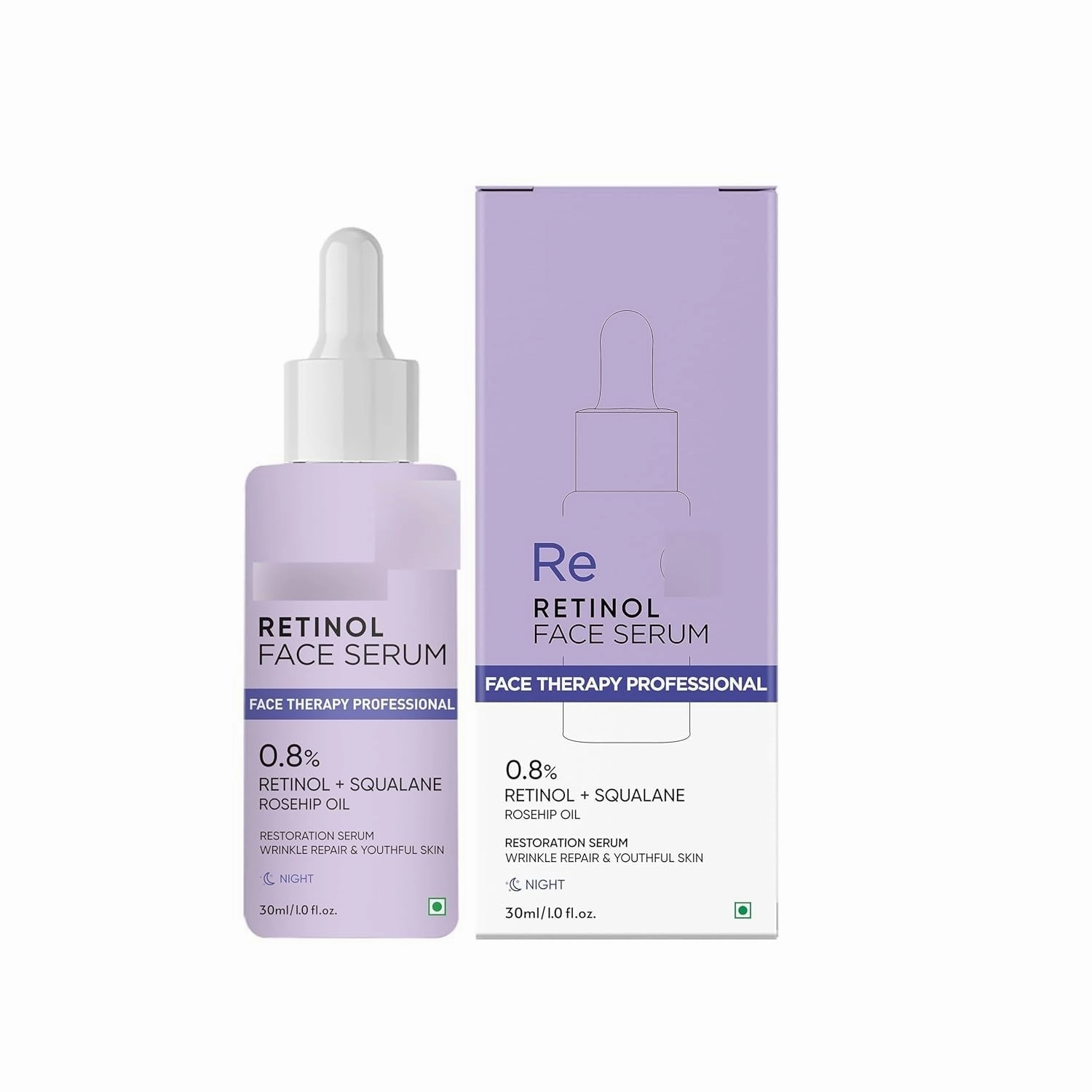 0.8% Retinol Serum For Face Anti Aging With Bakuchiol | Retinol Night Serum For Beginners | Reduce Fine Lines & Wrinkles, Boost Collagen | Men & Women | All Skin Types (30 ml)