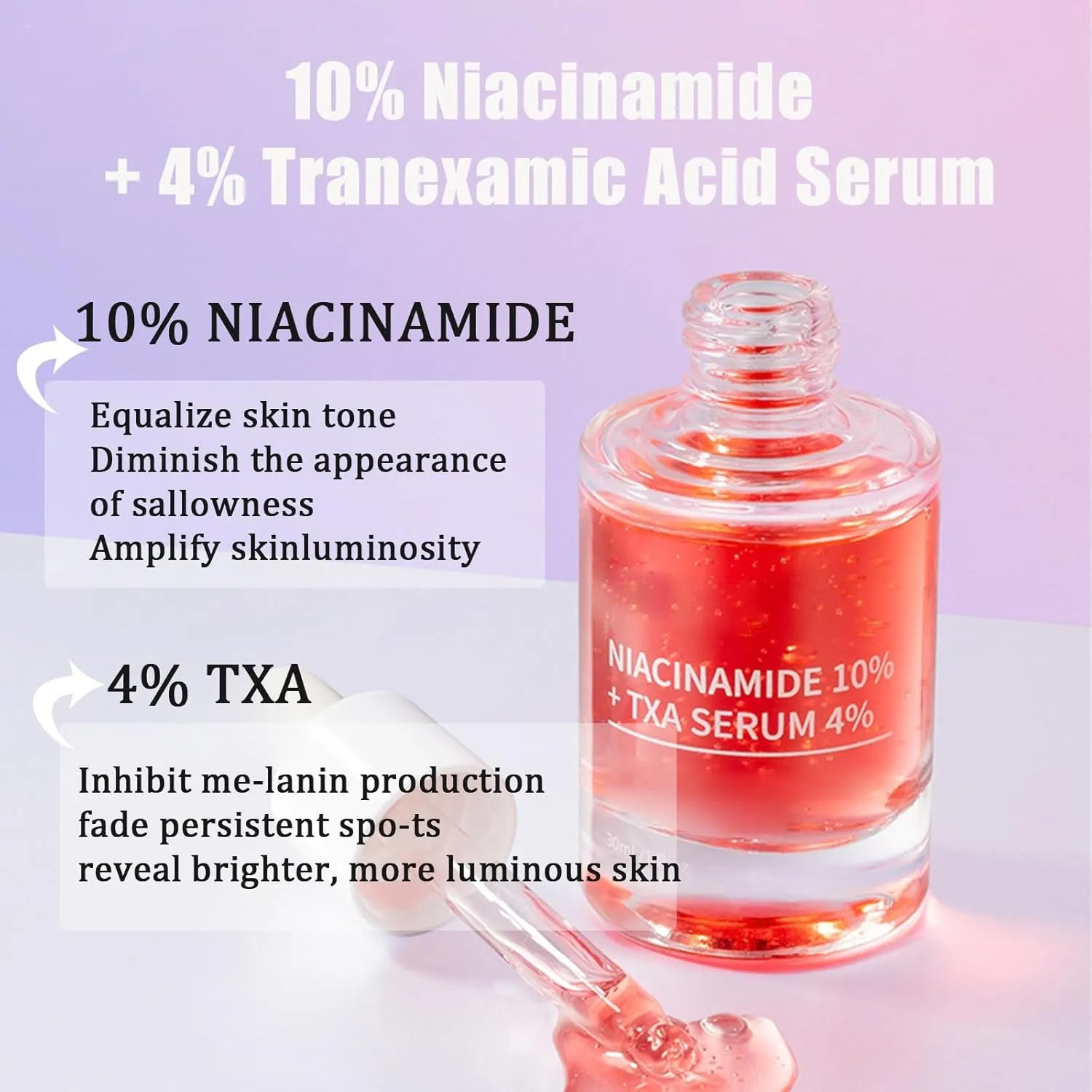 10% Niacinamide  4% TXA Serum - Niacinamide Serum for Face - Redness Reducing Skin Care - Face Skin Care to Firm,Smooth,Nourish - Pore Minimizer - Skincare for Women