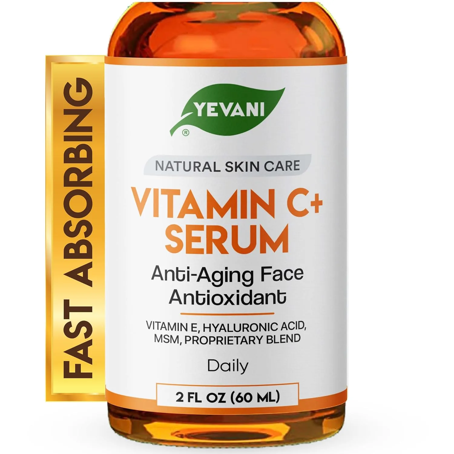 100% Pure Vitamin C Serum for Face with Hyaluronic Acid, Eye Area, Dark Spots, Anti Aging, Hydrating Skin Care with Vitamin E, Aloe Vera, Jojoba Oil, Dry Skin, Fine Lines, Wrinkles, 2 FL OZ