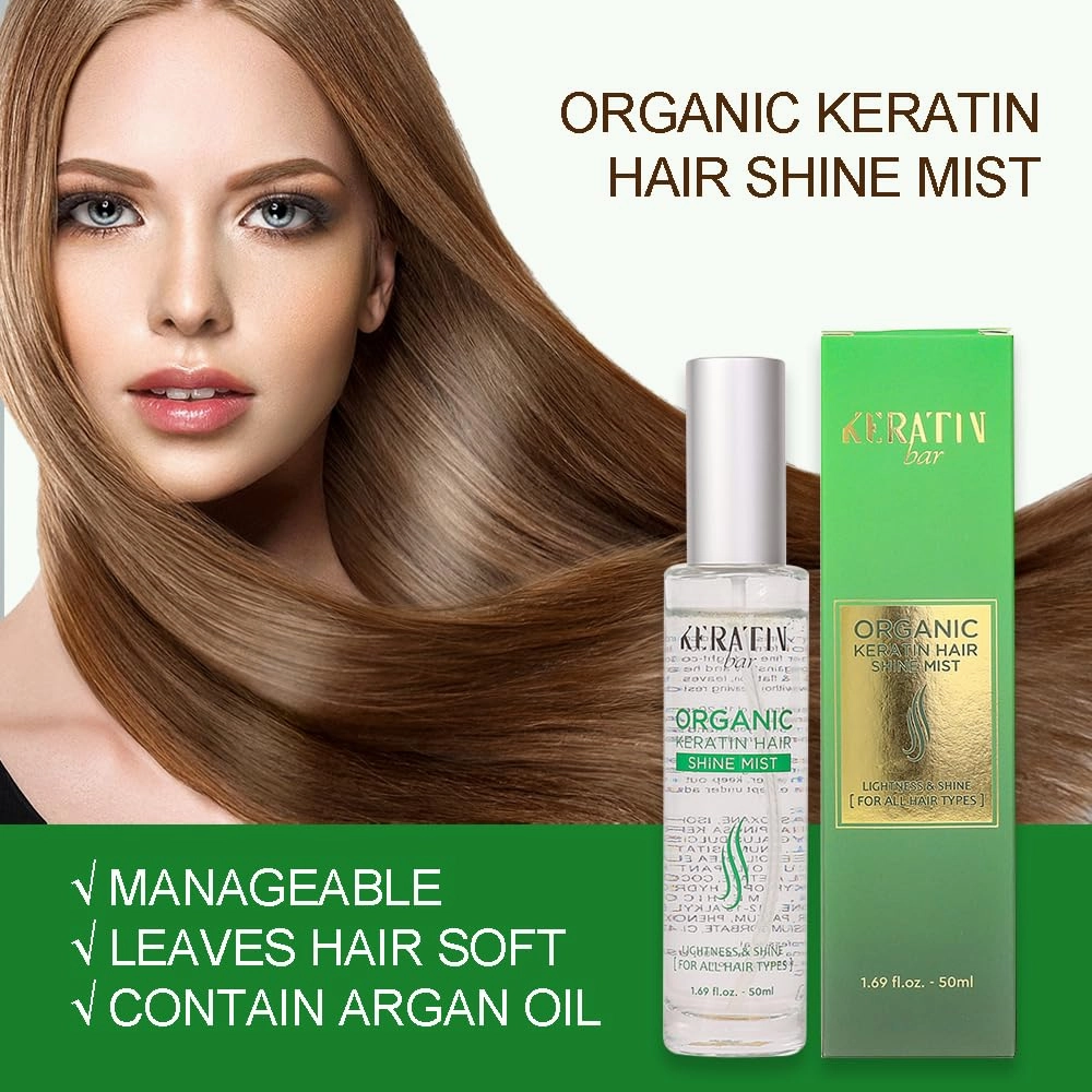 100% Organic Argan Oil Anti Frizz Hair Serum Styling Smoothing Strengthening Hydrating & Nourishing Heat Protection Shine Frizz Control Dry Damage Hair Repair (Shine Mist)