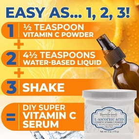 100% Pure L-Ascorbic Acid (Cosmetic Vitamin C Powder for Face) to Make Your Own Premium Beauty Serum, Skincare Mask Treatment, Hyaluronic Serums with VIT C & DIY Facial Skin Care Products 6 OZ-2 Pack