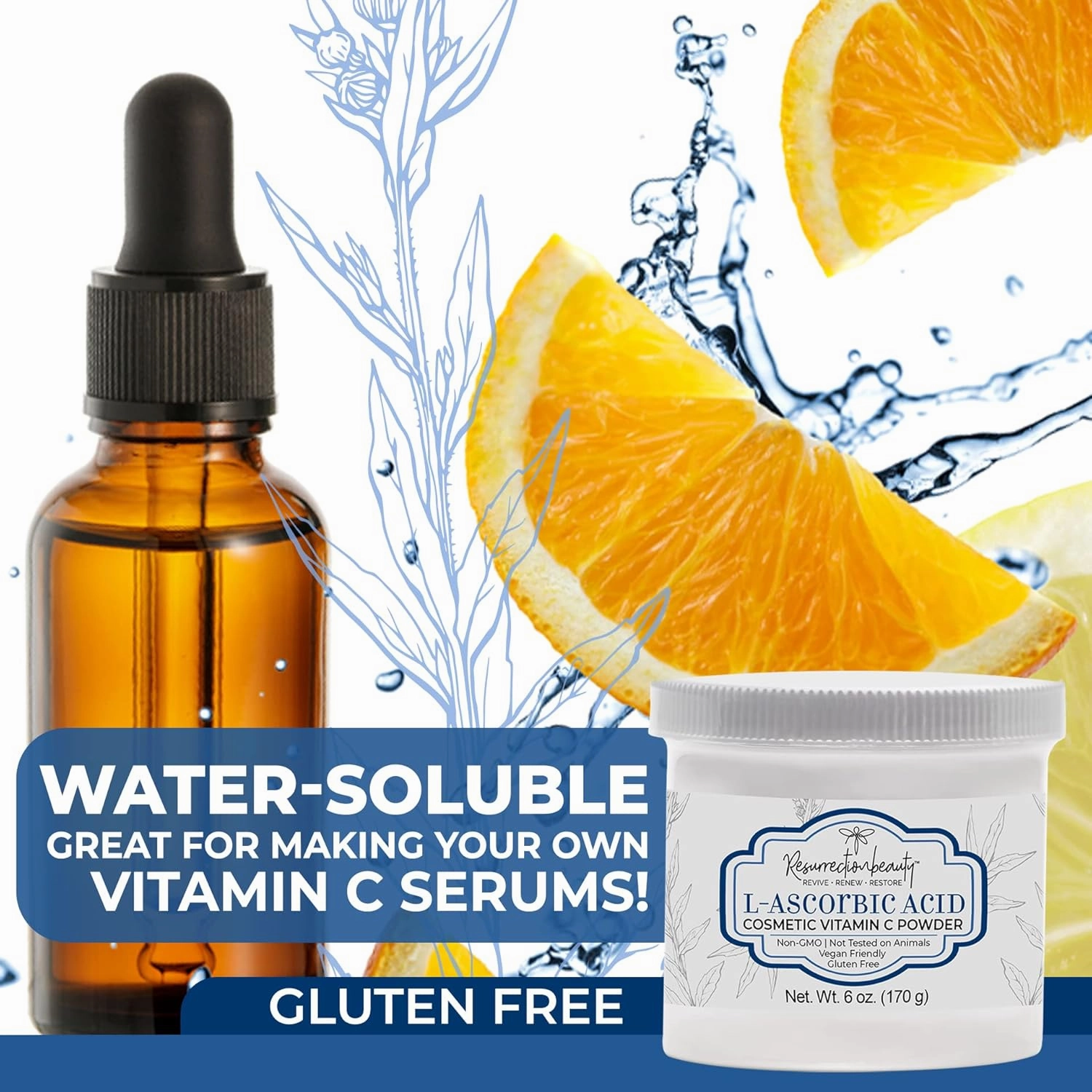 100% Pure L-Ascorbic Acid (Cosmetic Vitamin C Powder for Face) to Make Your Own Premium Beauty Serum, Skincare Mask Treatment, Hyaluronic Serums with VIT C & DIY Facial Skin Care Products 6 OZ-2 Pack