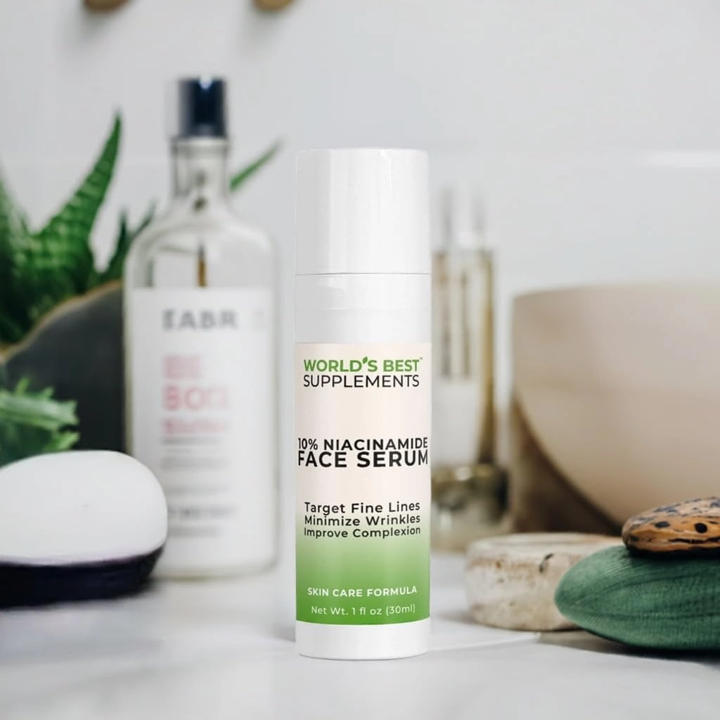 10% Niacinamide Face Serum | 1oz | Vitamin B3 & Sodium Hyaluronate, Anti Aging Moisturizer, Minimize Pores, Enhance Skin Tone, Reduce Blemishes, & Improve Clarity | World's Best Supplements