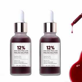 12% AHA BHA PHA LHA Peeling Solution,New Upgraded Salicylic Acid Essence,Pore Reducing Serum,Clearing Oil Skin Care for Firming,Improve Skin Texture