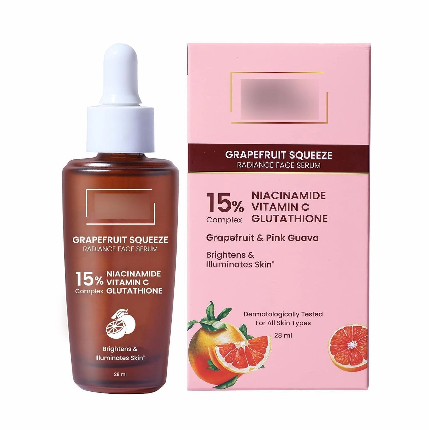 15% Niacinamide, Vitamin C, Glutathione Radiant Face Serum with Grapefruit for Men and Women 28ml