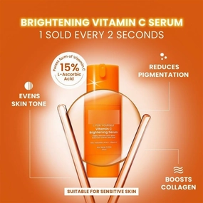 15% Vi.tam.in C Face Serum for Glowing Skin | Purest Vitamin C (L-Ascorbic Acid) with Vitamin E | Moisturizing for Sensitive Skin | All Skin Types | Face Serum for Men & Women | 30 ml