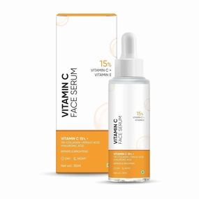 15% Vitamin C   E Face Serum For Glowing Skin - (30ML_1.01 Fl Oz) - Vitamin C Serum with Blueberry Fruit Extract & Hyaluronic Acid - Fades Dark Spots - For Uneven & Dull Skin - For All Skin Types