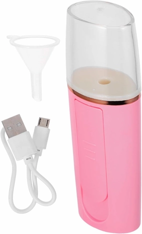 1pc USB Charging Nano Cold Spray Facial Steamer Moisturizing Pore Cleaner Humidifier for Skincare Routine Silent Operation Pink
