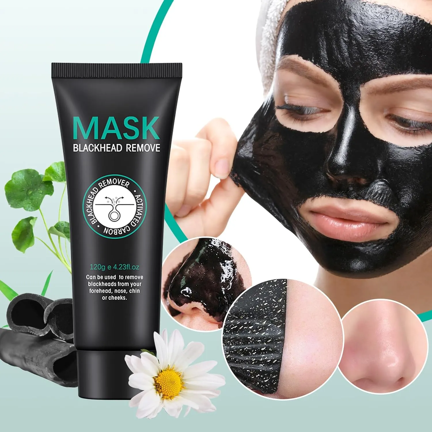2% Salicylic Acid Serum Blackhead Remover Peel Off Charcoal Face Mask for, Deep Pore Cleanser