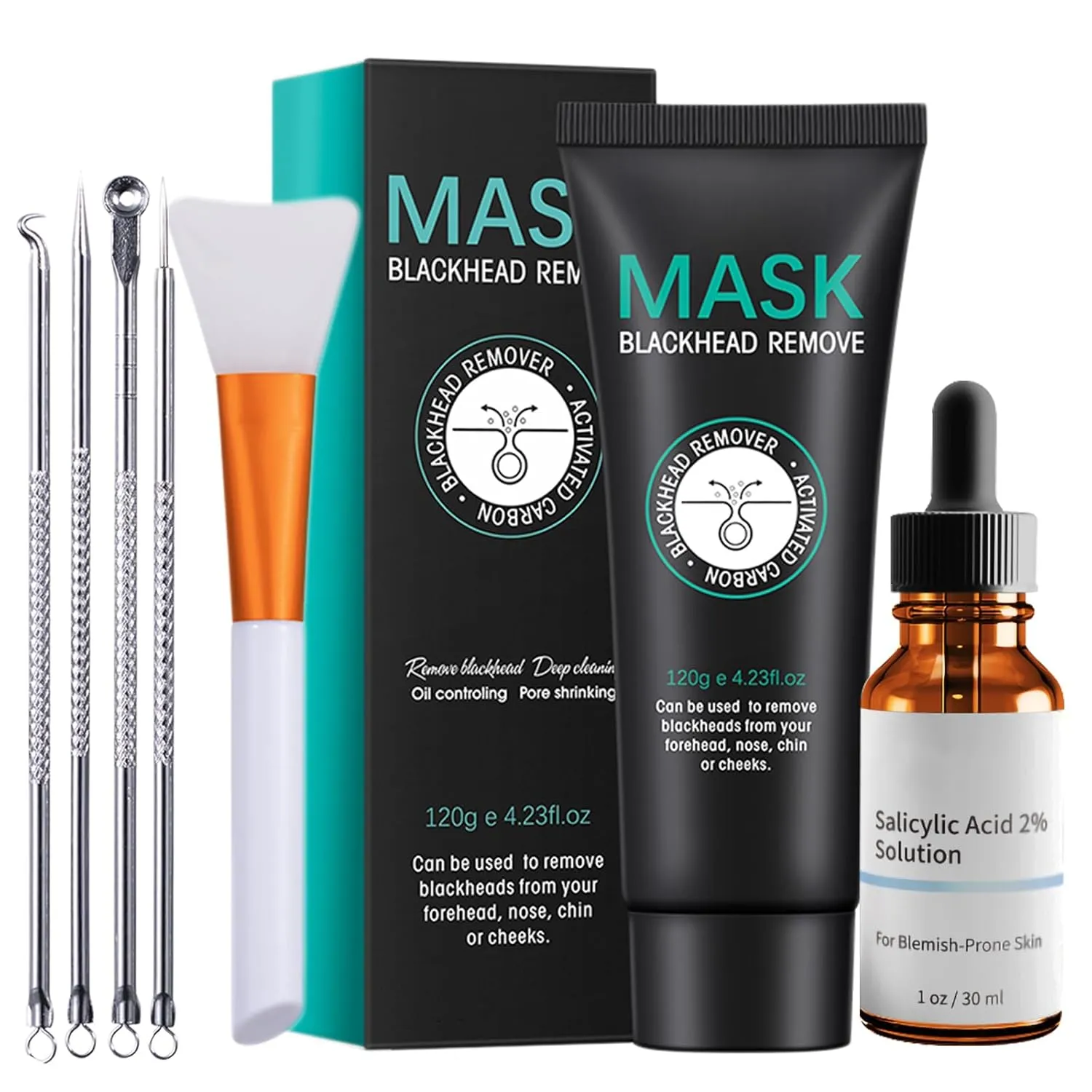 2% Salicylic Acid Serum Blackhead Remover Peel Off Charcoal Face Mask for, Deep Pore Cleanser