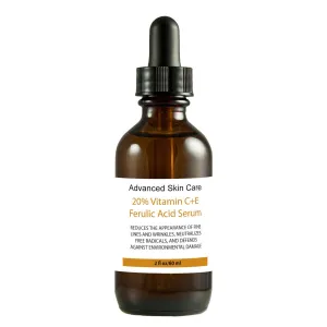 20% Vitamin C e Ferulic Acid & Hyaluronic Acid Serum, Brighter Skin Anti Aging & Sun Damage Wrinkle 2oz(Compare to Obagi C)
