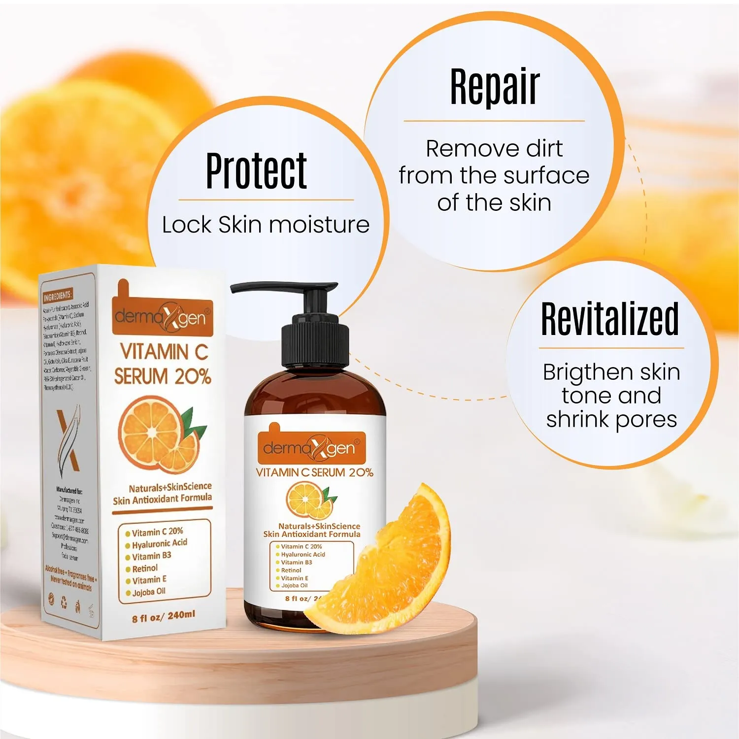 20% Vitamin C Serum   Hyaluronic Acid   Retinol   Vitamin E   Vitamin B PURE ORGANIC- Boost Skin Collagen, Moisturizer, Anti Aging & Wrinkle Facial Serum (8 FL OZ)
