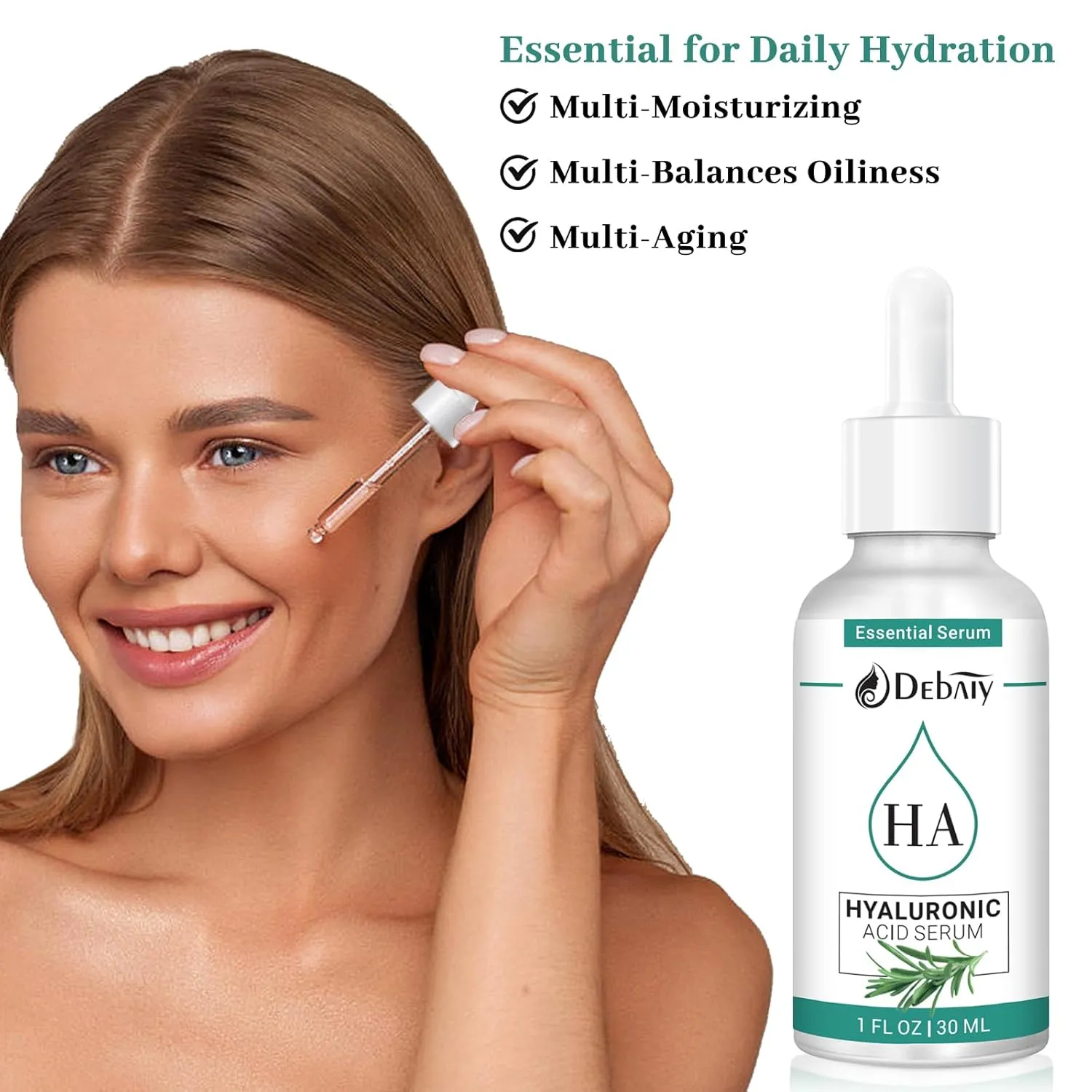2.3% Hyaluronic Acid Serum Revitalizing Face with 4% Rosemary Extract Facial Serum (3 Pack 1fl.oz|30ml)