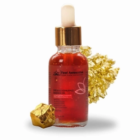 24K Gold Face Serum with Kumkumadi Oil (90.5%) & Almond Oil (25%) Anti-Aging, Brightening, Wrinkle Care 1 Fl Oz/ 30ml for Glowing Skin