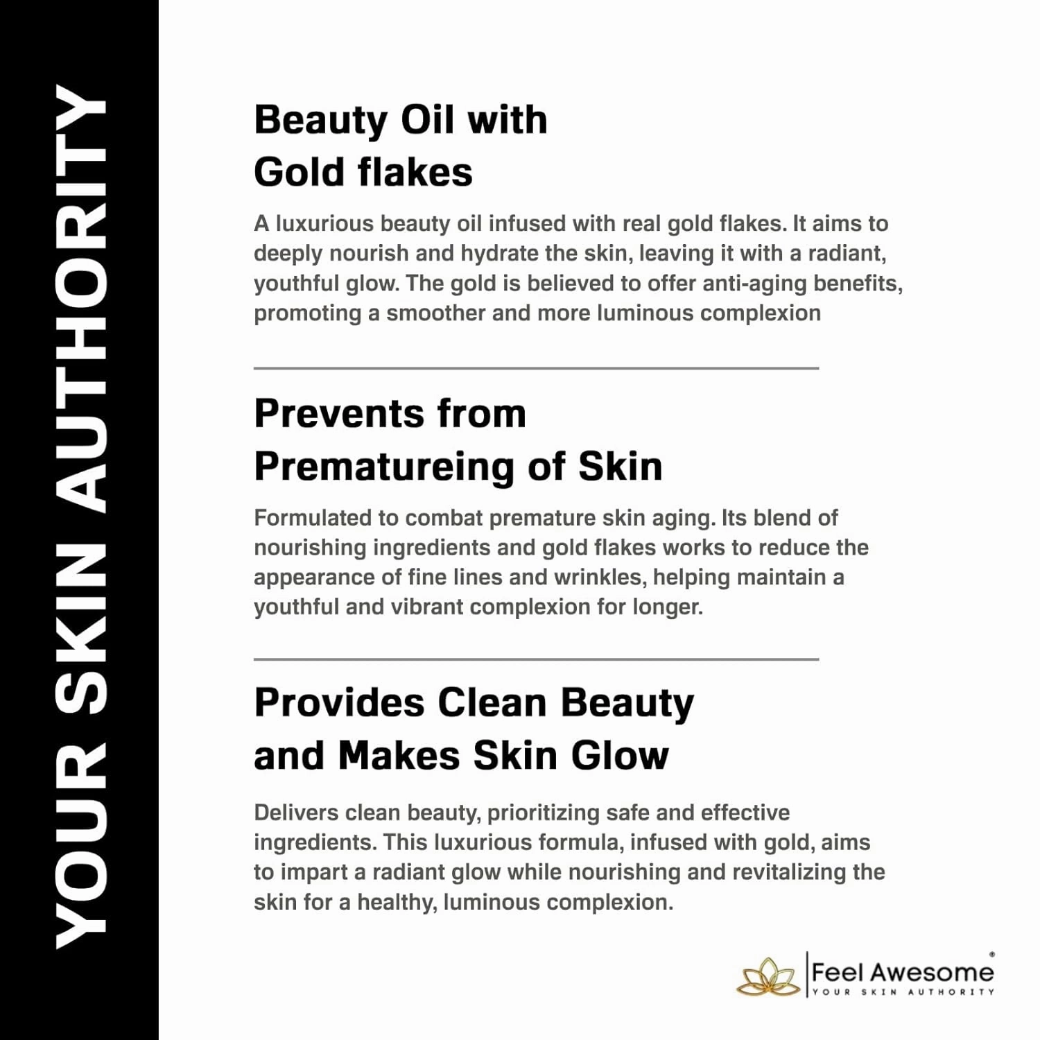 24K Gold Face Serum with Kumkumadi Oil (90.5%) & Almond Oil (25%) Anti-Aging, Brightening, Wrinkle Care 1 Fl Oz/ 30ml for Glowing Skin