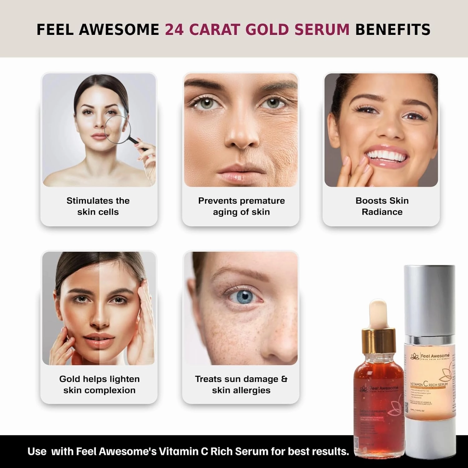 24K Gold Face Serum with Kumkumadi Oil (90.5%) & Almond Oil (25%) Anti-Aging, Brightening, Wrinkle Care 1 Fl Oz/ 30ml for Glowing Skin