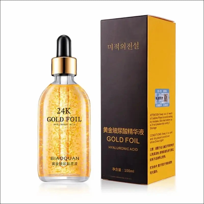 24k gold hyaluronic acid serum - anti aging facial lifting collagen essence - 100ml skin whitening
