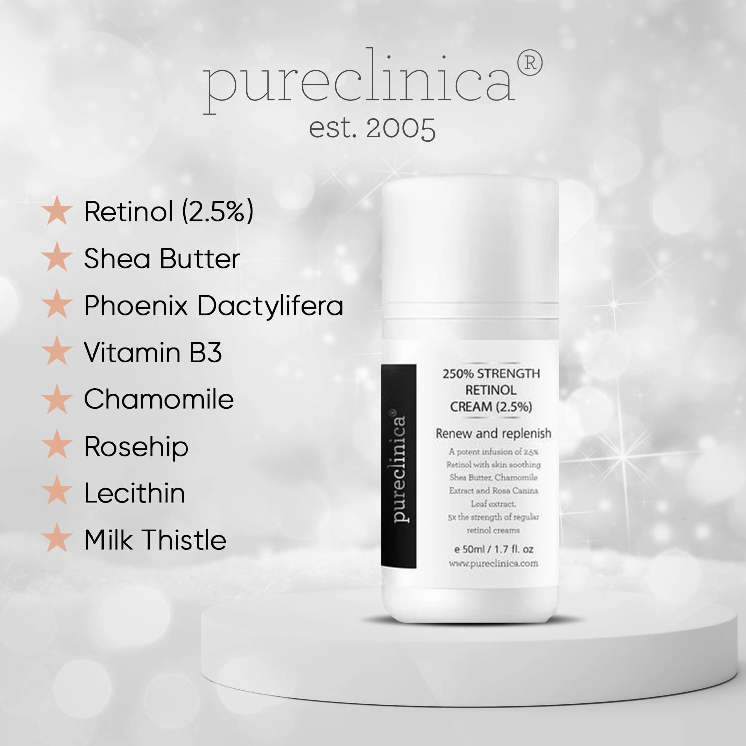 250% Strength Retinol Cream – 50ml/ 1.7 fl. oz. Potent Anti-Aging, with 2.5x Active Ingredients Compared to Competitors