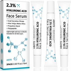 2.3% Hyaluronic Acid Serum for Face with 1% Snail Secretion Filtrate Deep Moisturizing Anti-Aging Anti-Wrinkle (3Pack-Each 0.507 fl.oz | 15ml)
