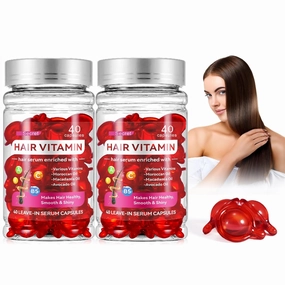 2 Box Hair Treatment Serum Oil Capsules,Enriched with Moroccan Macadamia Avocado Oils Vitamins A C E Pro B5, Leave-in Molecular Repair Hair Vitamins Serum for Dry Damaged Hair. (80 Pcs)