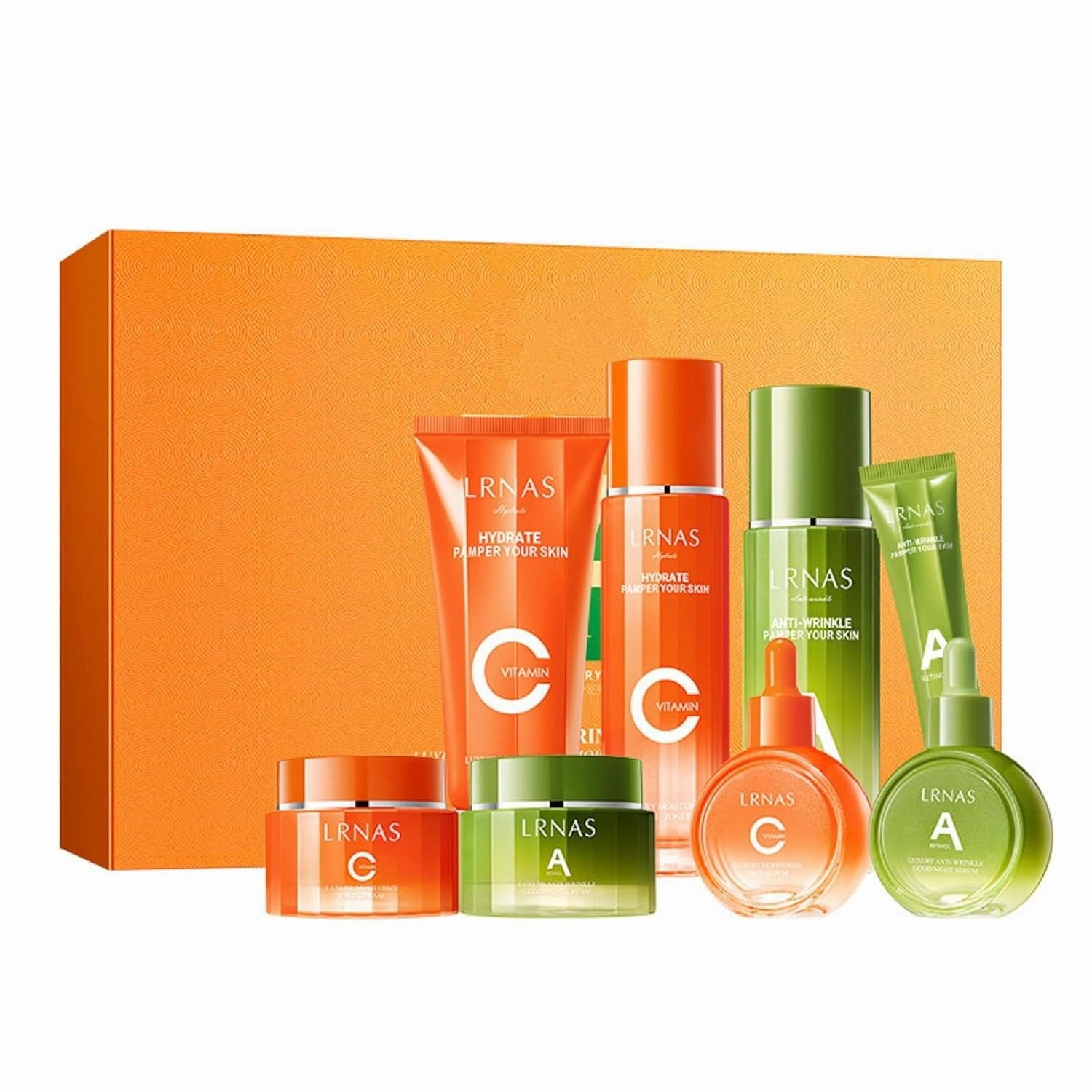 2 Pack For Sadoer Vitamin C Retinol Skin Care Gift Set,8 Piece Moisturizing Skincare Set Collection,Skin Care Kit,Facial Skin Care Sets Kits,Cleanser Toner Lotion Serum Facial Creams Eye Creams