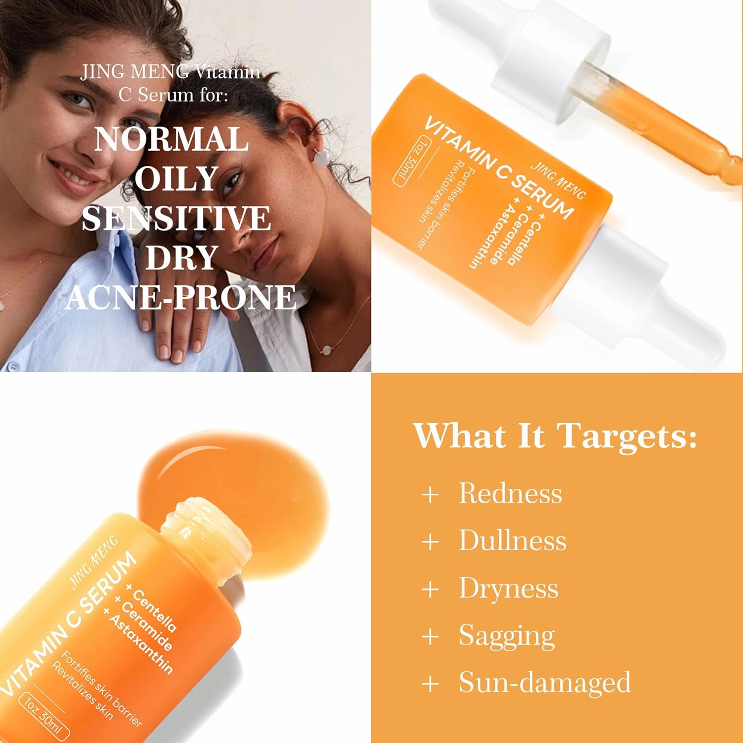 2 PCS Vitamin C Liposomal Face Serum, Instantly Calming, Soothing,Radiance Boosting Anti-Aging, Even Skin Tone with Centella Asiatica, Ceramide, Astaxanthin, Hyaluronic Acid