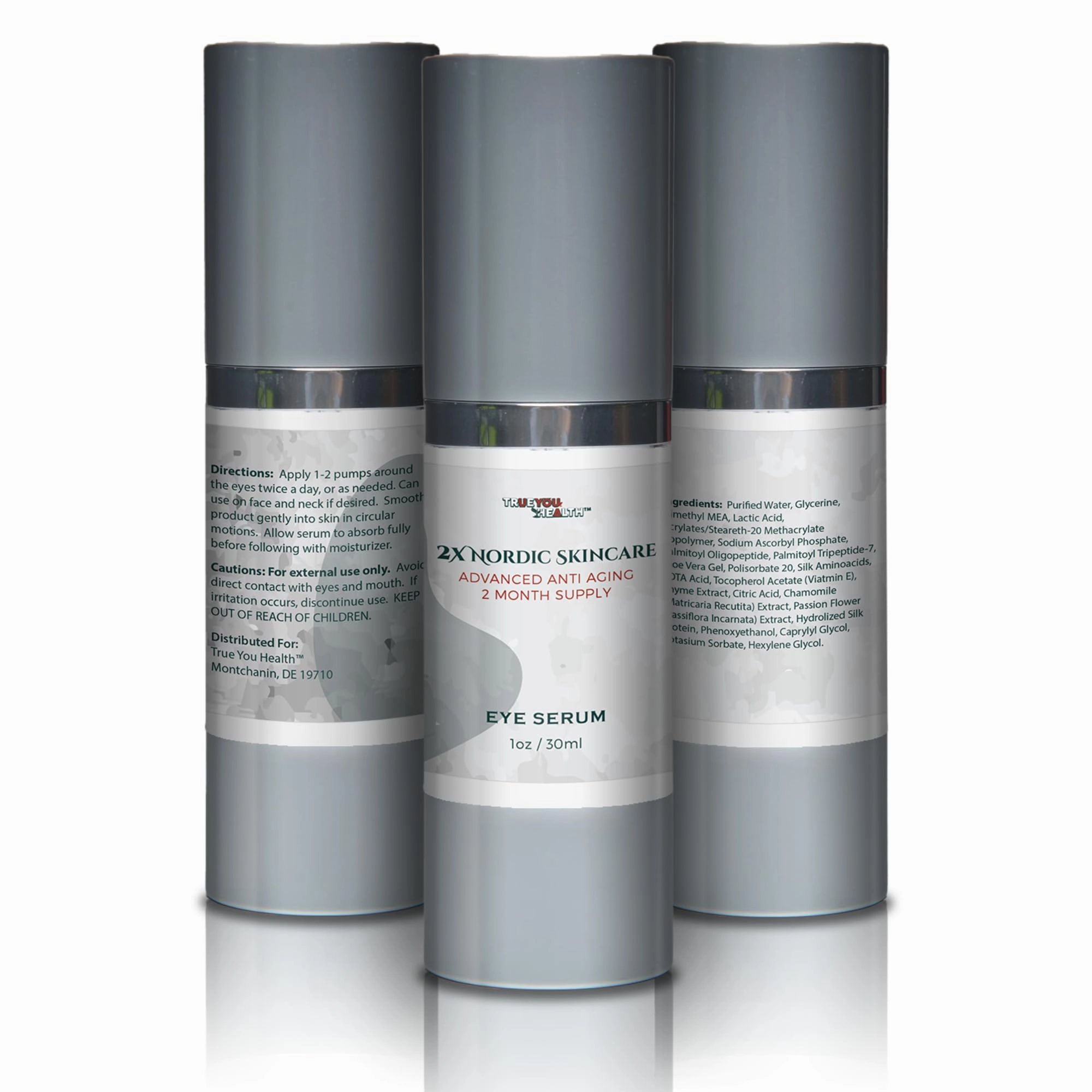 2x Nordic Skincare Serum - 2 Month Supply - Anti Aging Eye Serum - Contains Vitamin C for Dark Circles - Anti Aging Skincare Moisturizing Serum with Aloe Vera & Vitamin E - Improve Wrinkles & Eye Bags
