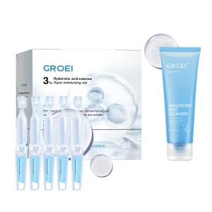 3% Hyaluronic Acid Serum Ultra-Hydrating Vials & Face Wash Set, Pack of 2 Hyaluronic Acid Gel for Gentle Deep Cleansing Pores of Dirt, Oil, 3% Hyaluronic Acid Serum 30 Tubes Hydrating Skin