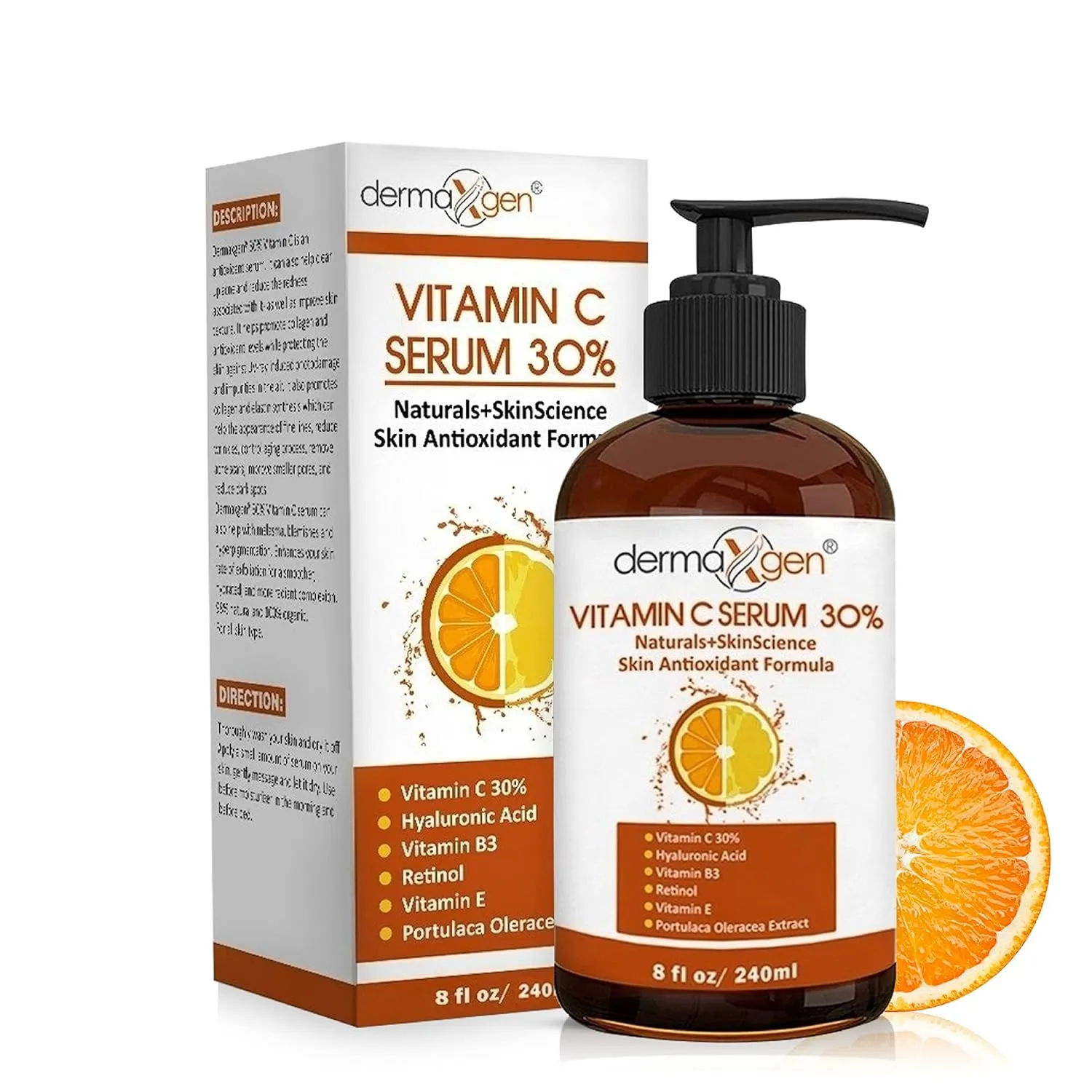 30% Vitamin C Serum (8 Fl Oz) Pure Organic Anti- Wrinkle   Hyaluronic Acid   Retinol   Vitamin E   Vitamin B, Facial Serum For Anti-aging, Wrinkles, And Fine Lines.