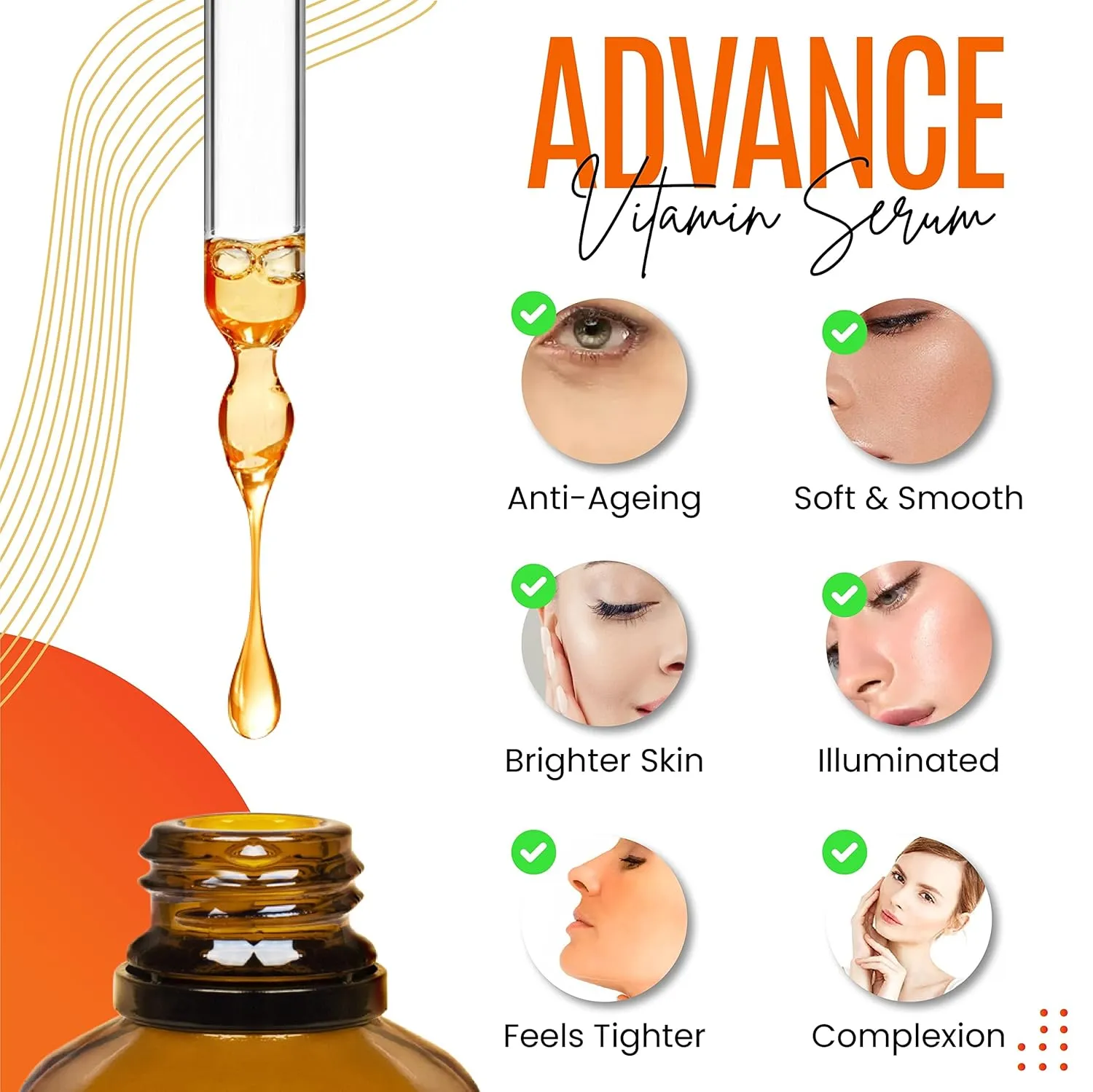 30% Vitamin C Serum (8 Fl Oz) Pure Organic Anti- Wrinkle   Hyaluronic Acid   Retinol   Vitamin E   Vitamin B, Facial Serum For Anti-aging, Wrinkles, And Fine Lines.