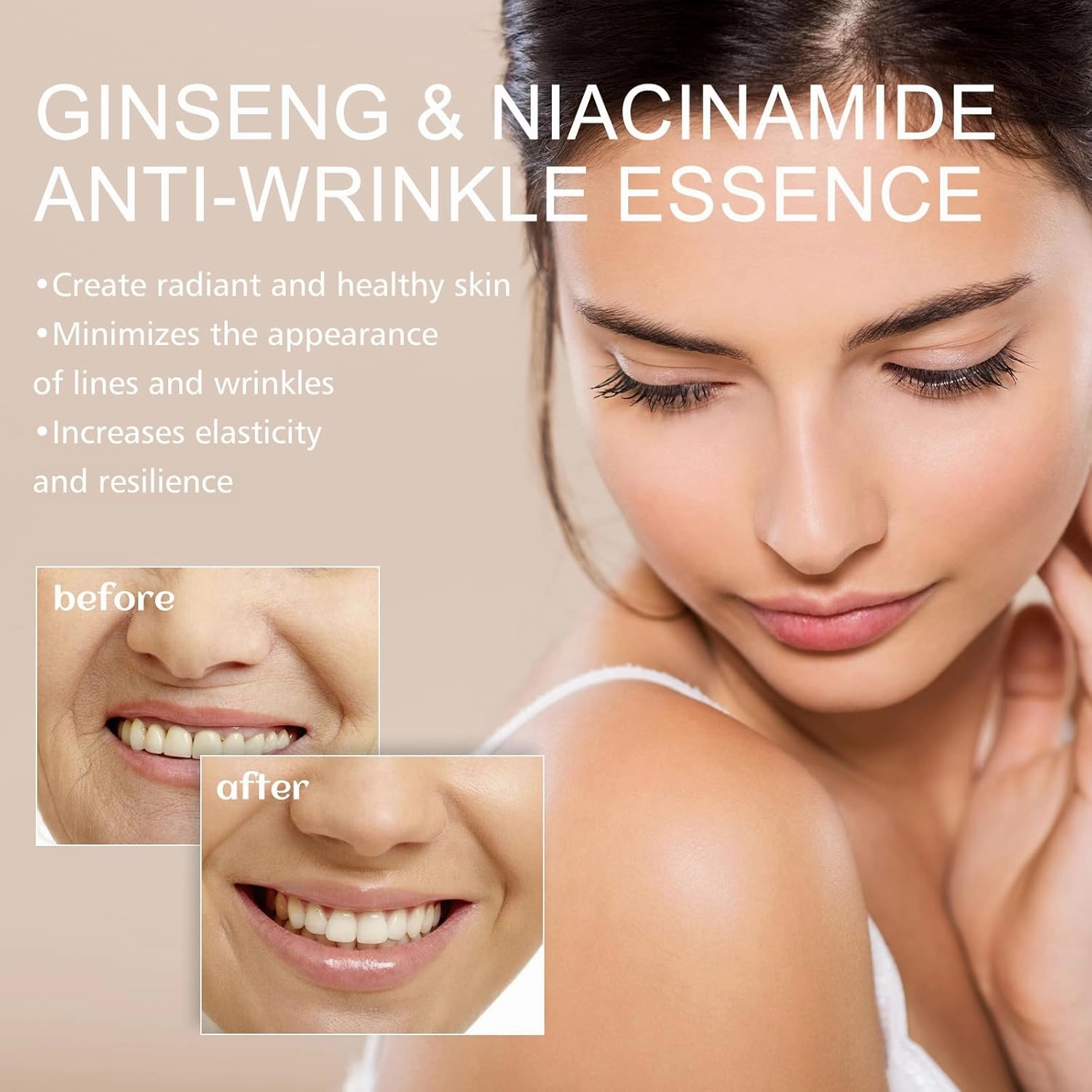 3.4 FL OZ Ginseng & Niacinamide Facial Essence - Anti - Wrinkle and Moisturizing Serum (200ml)