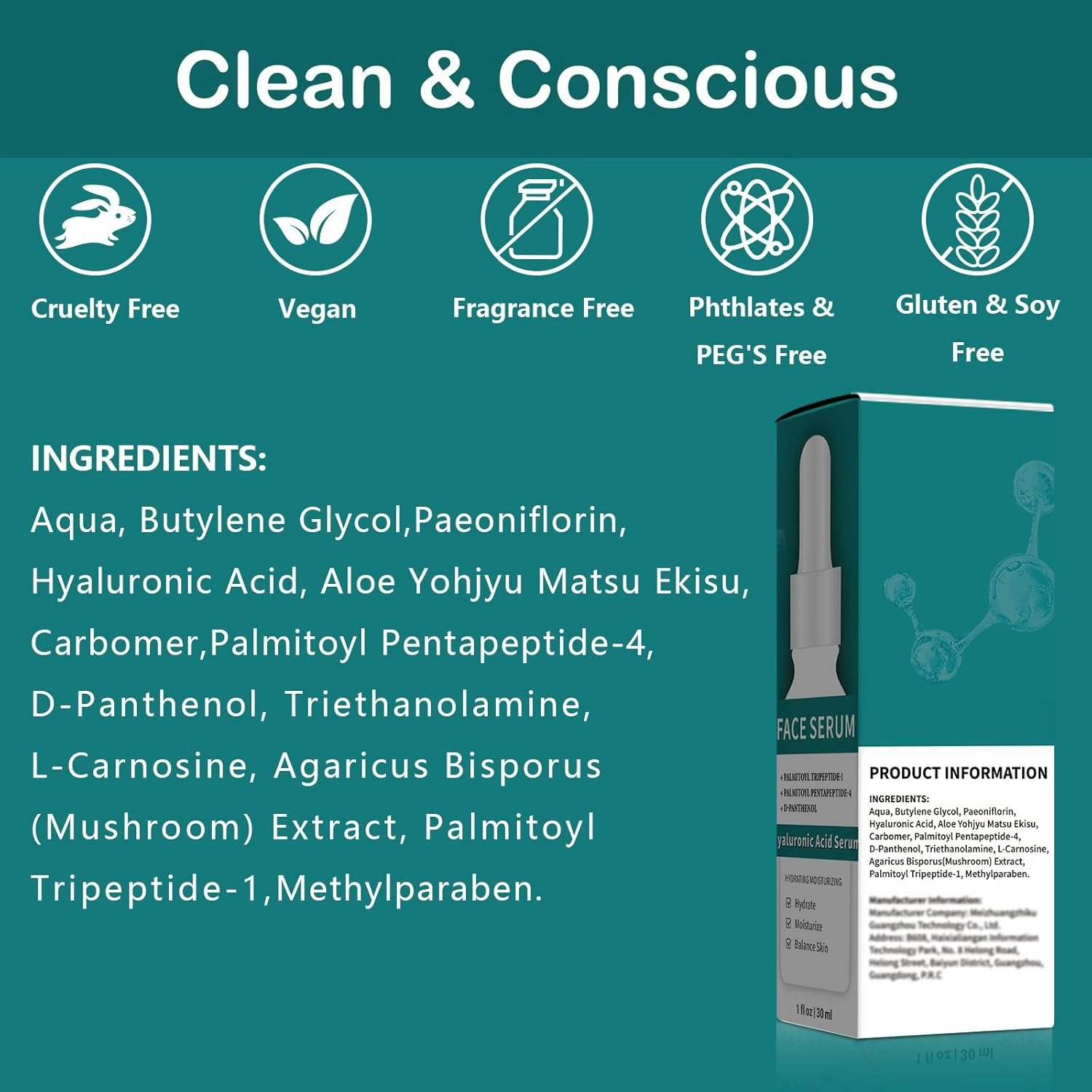 3 Pack 2% Hyaluronic Acid Serum with Advanced Peptide Complex for Optimal Hydration & Skin Balance (1fl.oz/30ml Each)