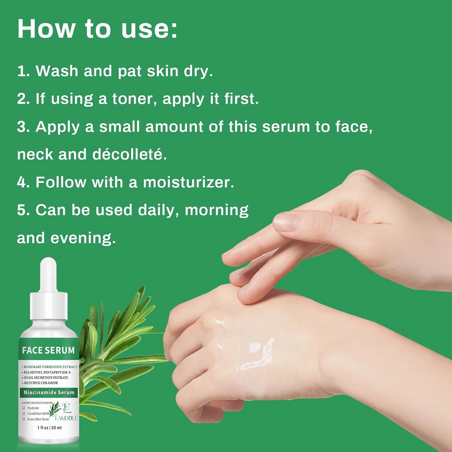 3 Pack 5% Niacinamide Serum with 4% Rosemary Verbena Extract for Harmonized Hydration & Skin Tone (1fl.oz/30ml Each)
