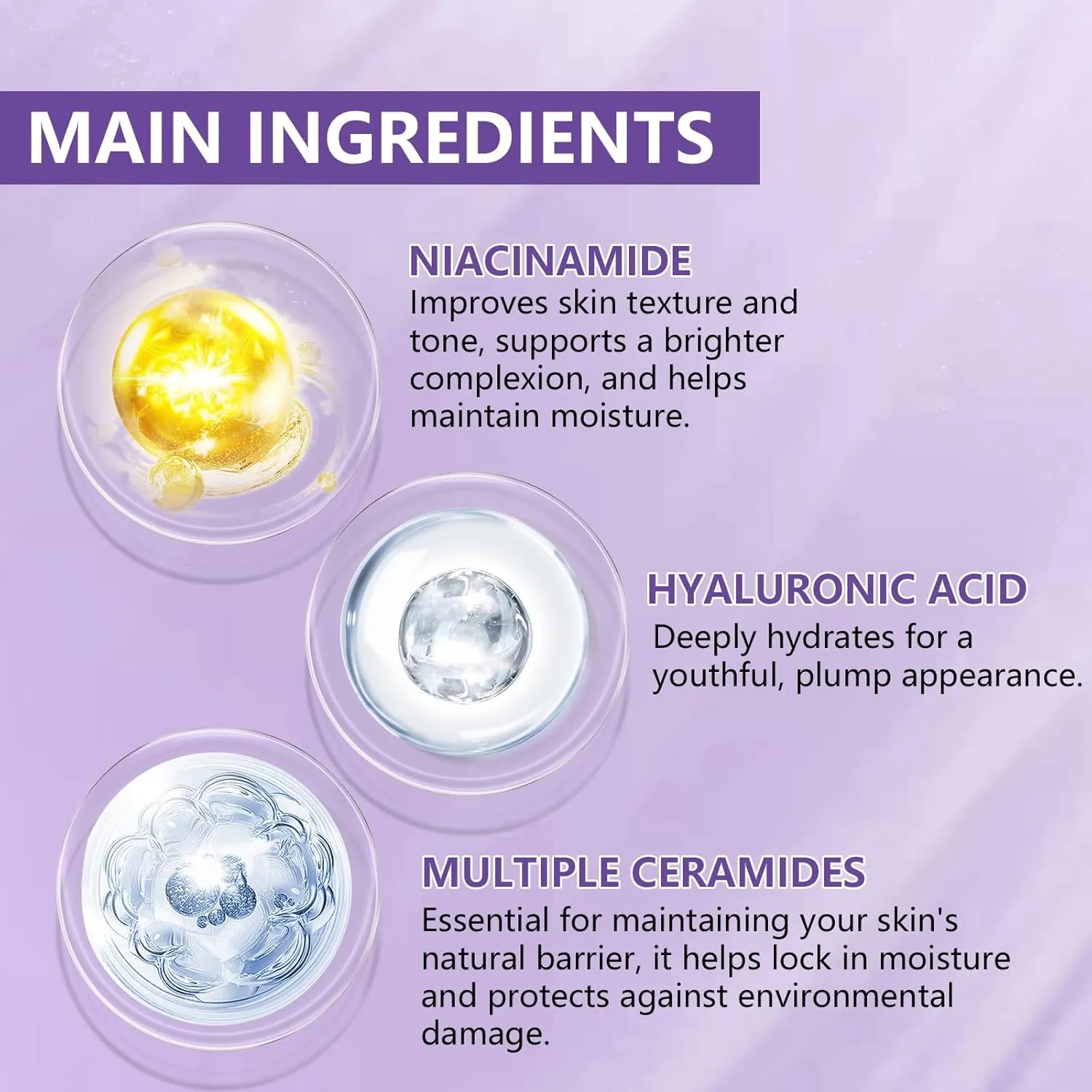 5% Niacinamide Serum for Face with 1% Ceramide Complex | 1% Snail Secretion Filtrate | 1% Hyaluronic Acid Deep Moisturizing Restore Skin Barrier & Skin Tone (3Pack-Each 0.507 fl.oz | 15ml)