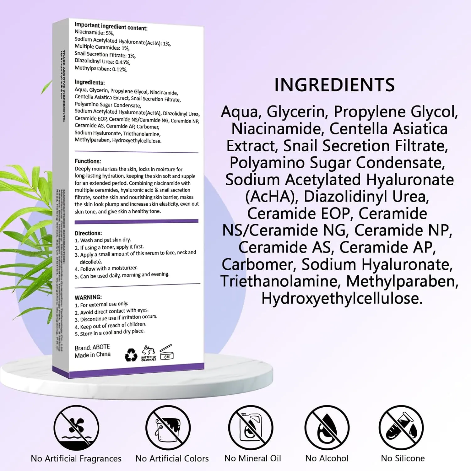 5% Niacinamide Serum for Face with 1% Ceramide Complex | 1% Snail Secretion Filtrate | 1% Hyaluronic Acid Deep Moisturizing Restore Skin Barrier & Skin Tone (3Pack-Each 0.507 fl.oz | 15ml)
