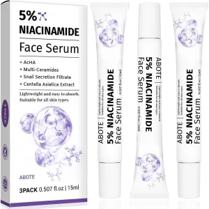 5% Niacinamide Serum for Face with 1% Ceramide Complex | 1% Snail Secretion Filtrate | 1% Hyaluronic Acid Deep Moisturizing Restore Skin Barrier & Skin Tone (3Pack-Each 0.507 fl.oz | 15ml)