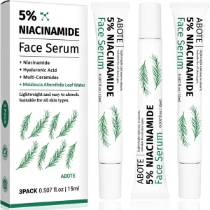 5% Niacinamide Serum with 4% Tea Tree Extracts | 1% Ceramide Complex | Deep Hydration | Regulates Sebum | Soothes Skin (3 Pack 0.507 fl.oz | 15ml)