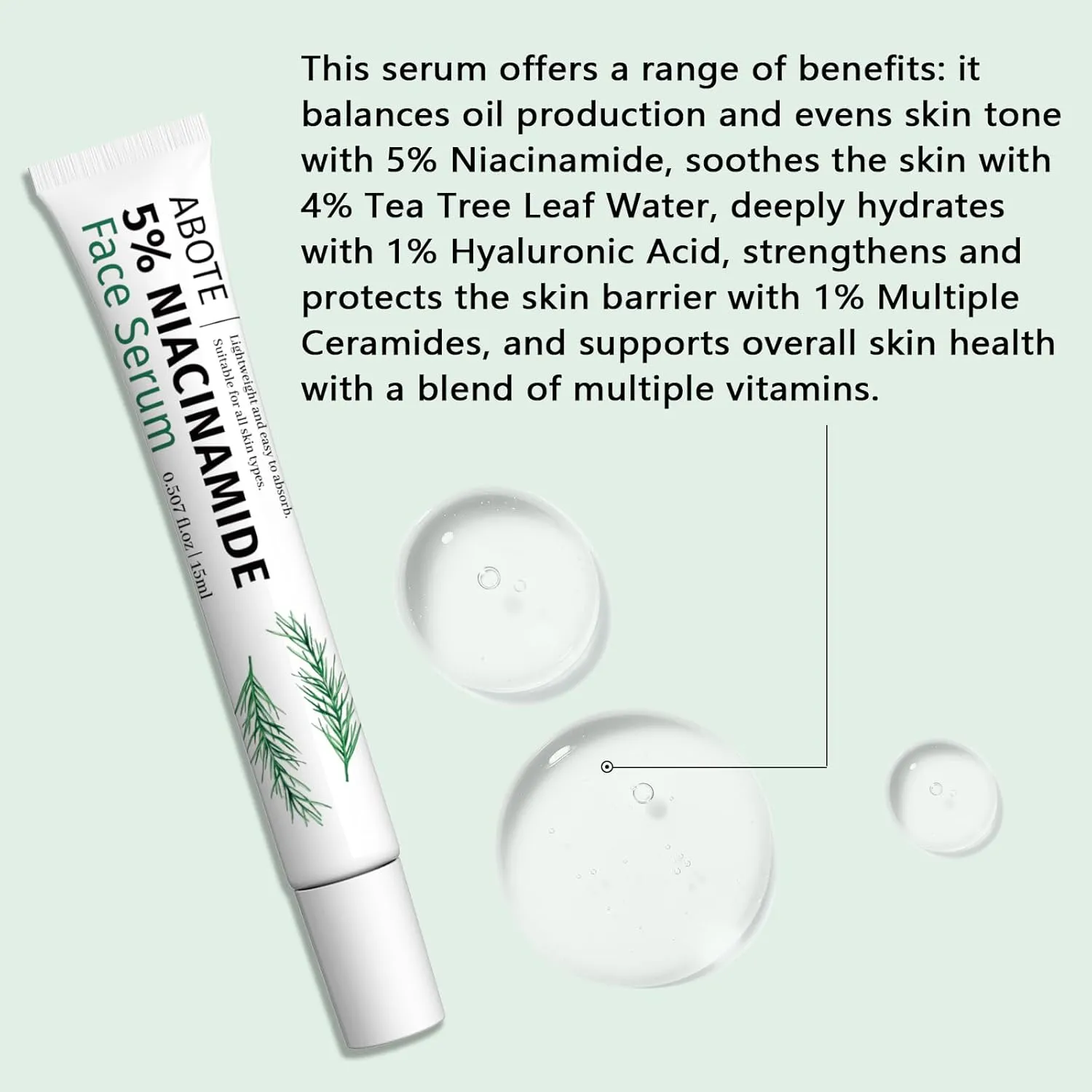 5% Niacinamide Serum with 4% Tea Tree Extracts | 1% Ceramide Complex | Deep Hydration | Regulates Sebum | Soothes Skin (3 Pack 0.507 fl.oz | 15ml)