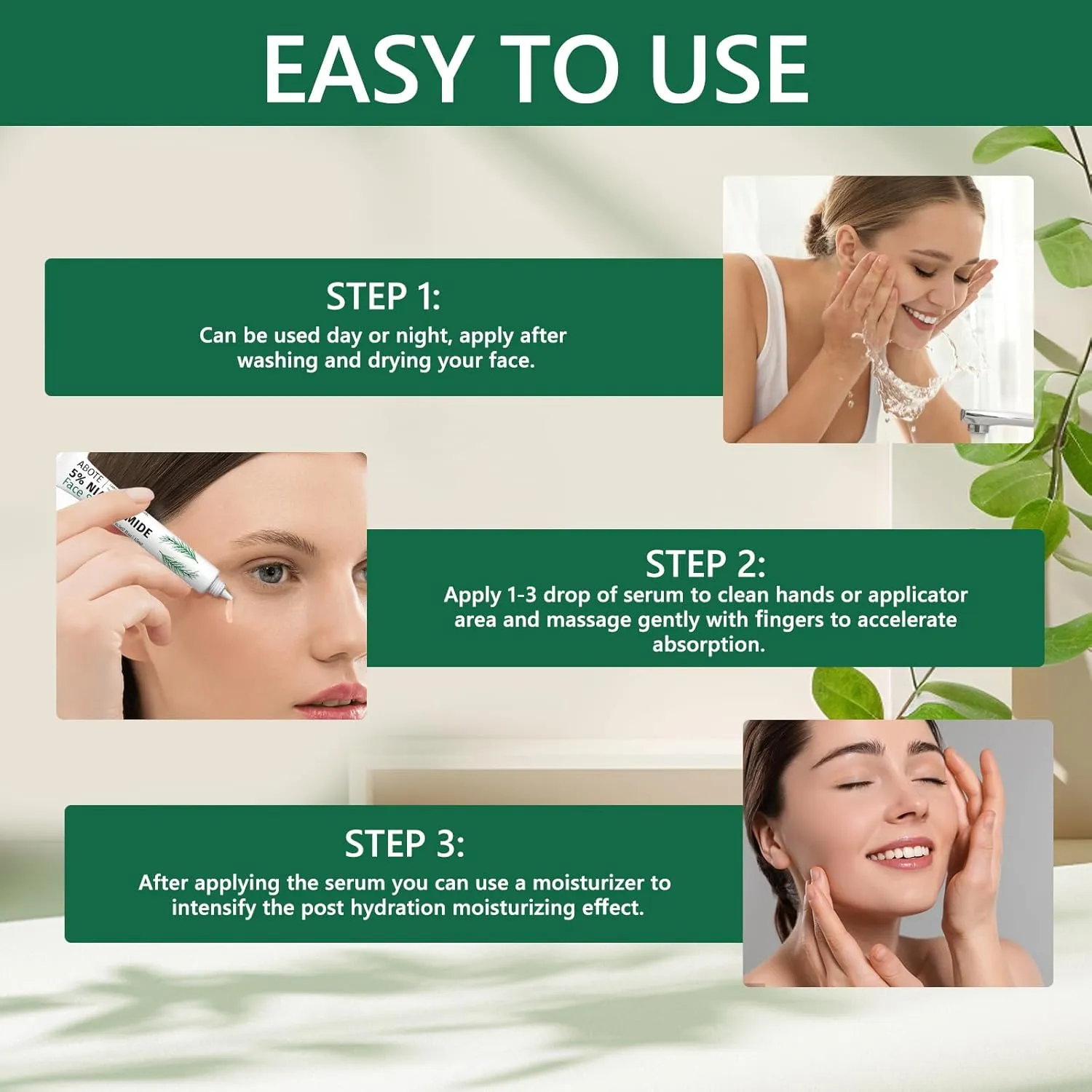 5% Niacinamide Serum with 4% Tea Tree Extracts | 1% Ceramide Complex | Deep Hydration | Regulates Sebum | Soothes Skin (3 Pack 0.507 fl.oz | 15ml)