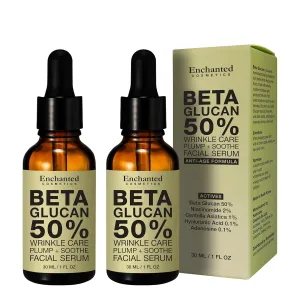50% Beta Glucan Serum | Anti-Aging, Plumping, Hydrating for Dry Skin, Fine Lines, Wrinkles, Dark Spots | Niacinamide, Centella, Hyaluronic Acid | Korean Skincare | Non-Greasy, Lightweight (2pcs)