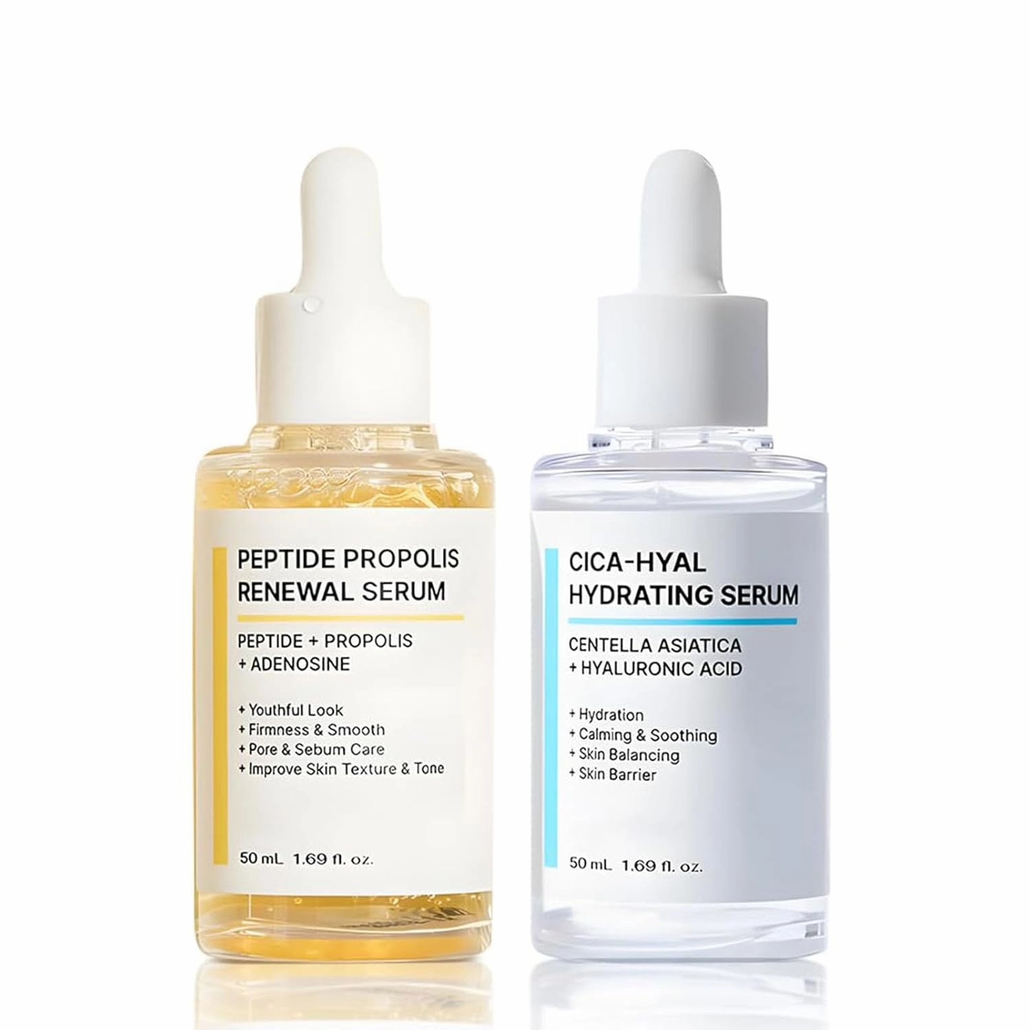 50ml Hydrating Renewal Serum,Peptide Propolis Renewal Serum,CICA, Hyaluronic Acid, Peptides & Propolis for Dry Skin & Wrinkles (AB)