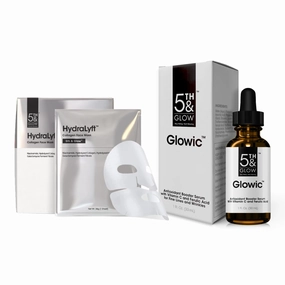 5th & Glow Radiance & Hydration Duo – Supports Skin Elasticity and Moisture Balance – Glowic Anti-Aging Serum & HydraLyft Collagen Face Mask for Smooth, Firm-Looking Skin – 30-Day Supply