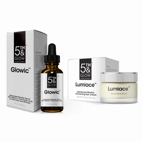 5th & Glow Skincare Bundle - Glowic Antioxidant Serum for Skin Brightening - Lumiace Eye Wrinkle Cream for Energetic-Looking Eyes - Smooths Fine Lines, Wrinkles & Dark Circles
