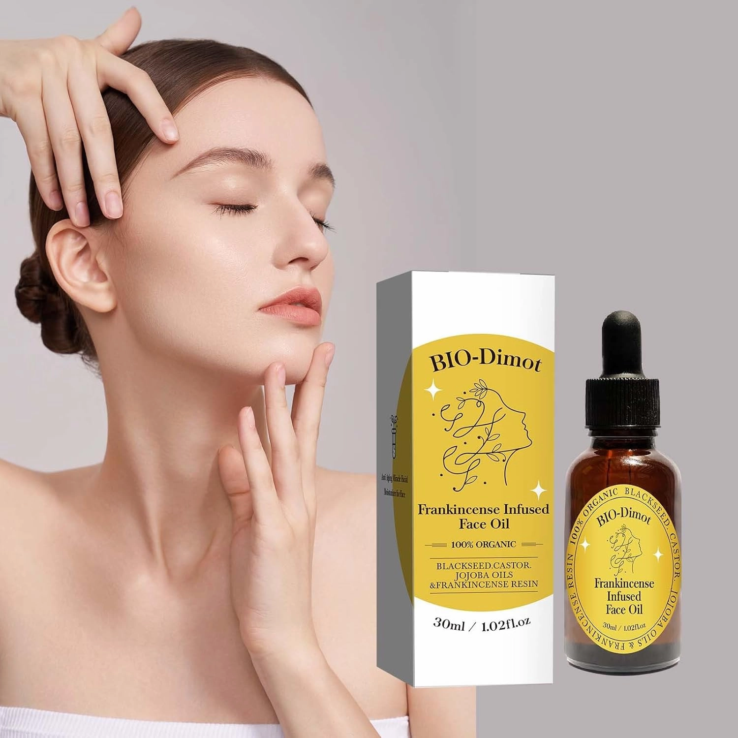 60 ML Frankincense Resin Oil for Face,Castor and Jojoba Oils Anti-Aging Facial Moisturizer Cold Pressed Serum.(2Pcs)
