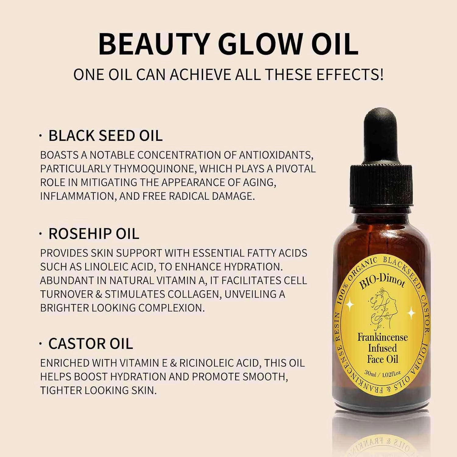 60 ML Frankincense Resin Oil for Face,Castor and Jojoba Oils Anti-Aging Facial Moisturizer Cold Pressed Serum.(2Pcs)