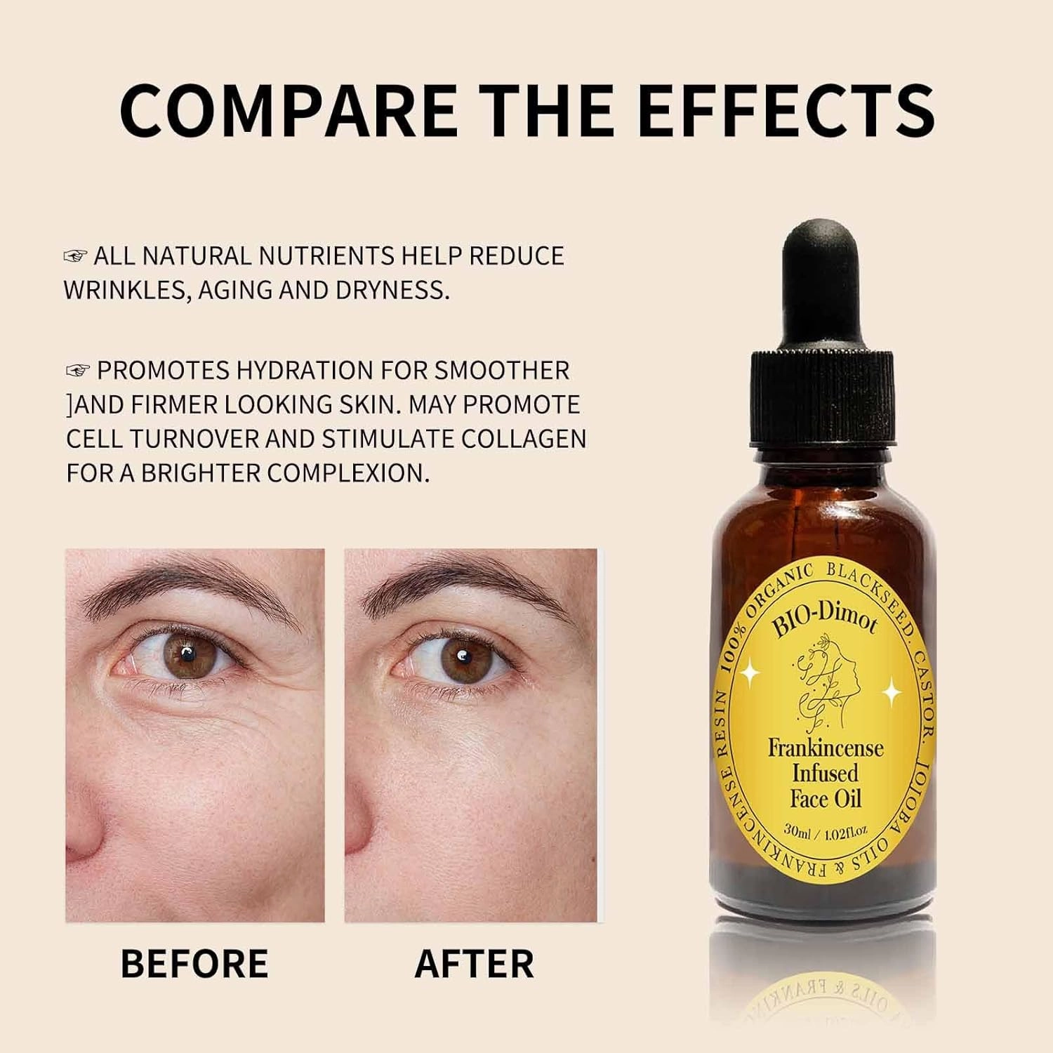 60 ML Frankincense Resin Oil for Face,Castor and Jojoba Oils Anti-Aging Facial Moisturizer Cold Pressed Serum.(2Pcs)