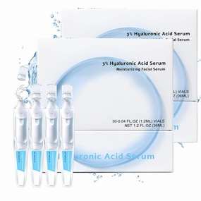 60pcs 3% Hyaluronic Acid Serum Ultra-Hydrating Vials, Glass Skin Ultra-Hydrating Serum, Hyaluronic Acid Tubes, Ultra Hydrating Serum(2Box)