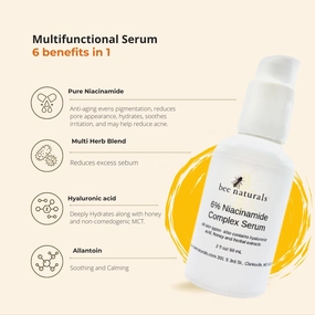 6% Niacinamide Complex Serum for Face with Hyaluronic Acid & Honey, Reduced Potential for Irritation, Pore Minimizer, Hydrating Facial Serum for Skin Even Tone – Anti-Aging for All Skin Types 2 fl oz