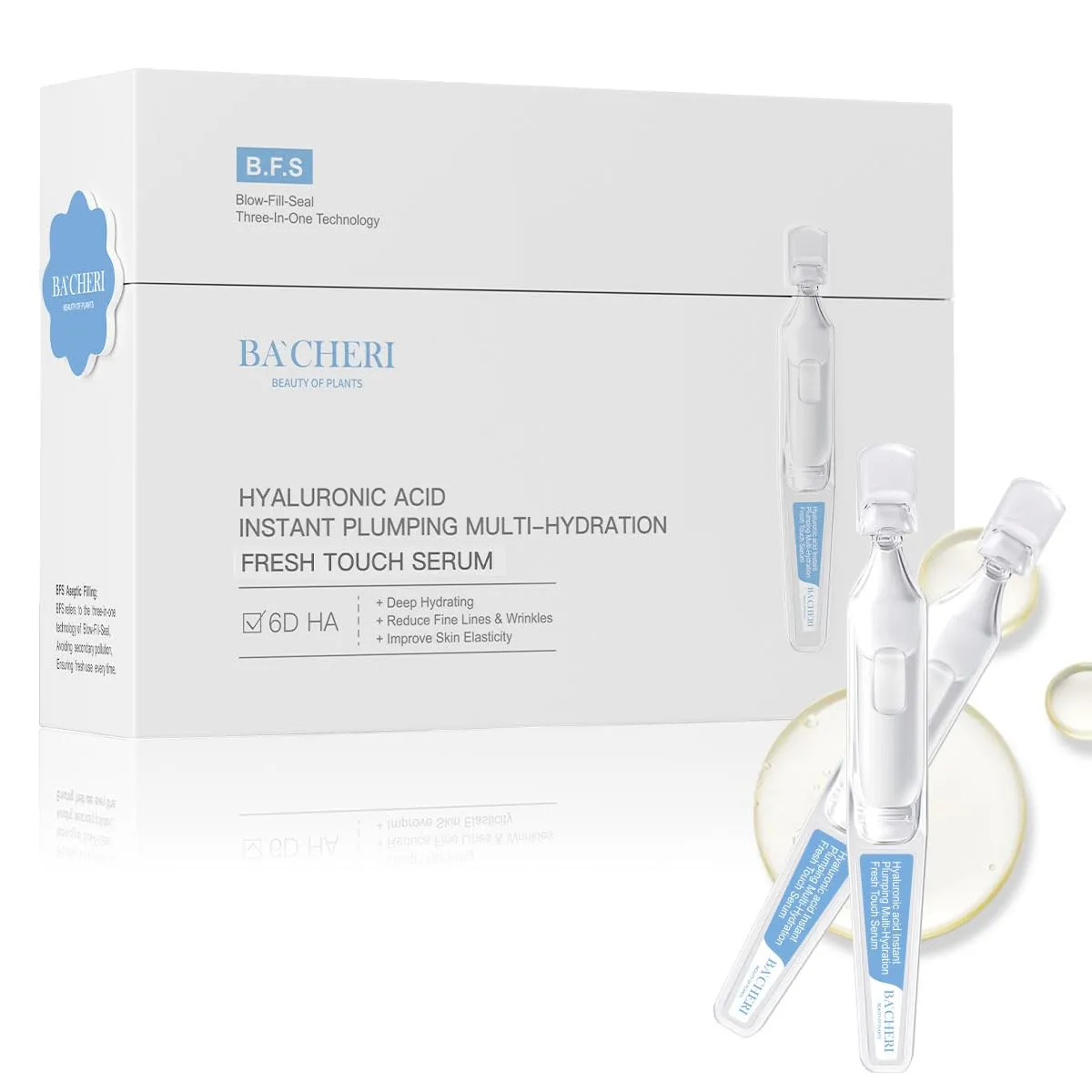 6D Hyaluronic Acid Serum # 1.8 ml * 30 Pcs/Box - Deep Hydration & Multi-Layer Moisture, 6 Types of Hyaluronic Acid Ampoules for Skin Hydration, Lightweight & Nourishing