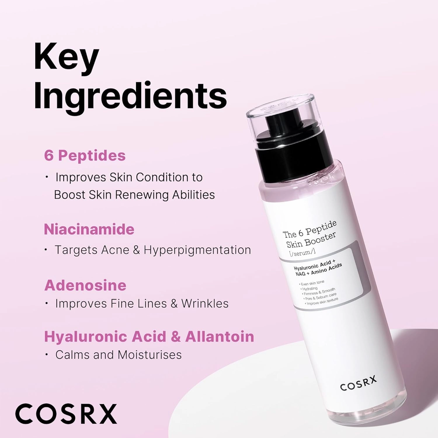 6X Peptide Collagen Booster Toner Serum, Niacinamide & Hyaluronic Acid Skin Renewal Boosting Facial Essence for All Skin Types, Korean Skin Care, Paraben Free, 150Ml/5.07 Fl.Oz